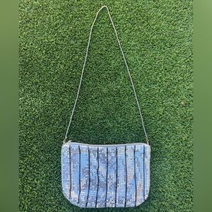 Metal Mesh Silver and Black Shoulder Bag